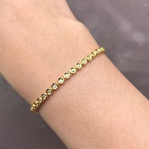 18K real gold tennis bracelet with real diamonds